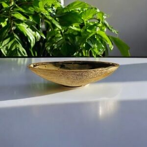 Decorative Bowl Gold Ceramic Boat Shaped Flower Pot Vase Succulent Planter